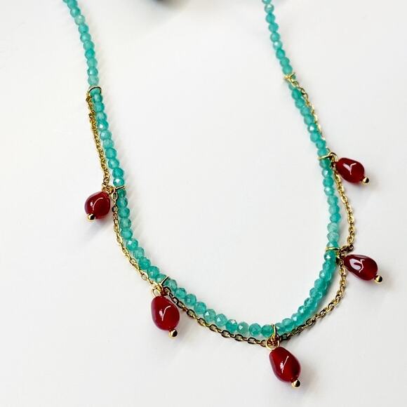 NEW Stone & Crystal Double-Strand Necklace - Picture 1 of 8
